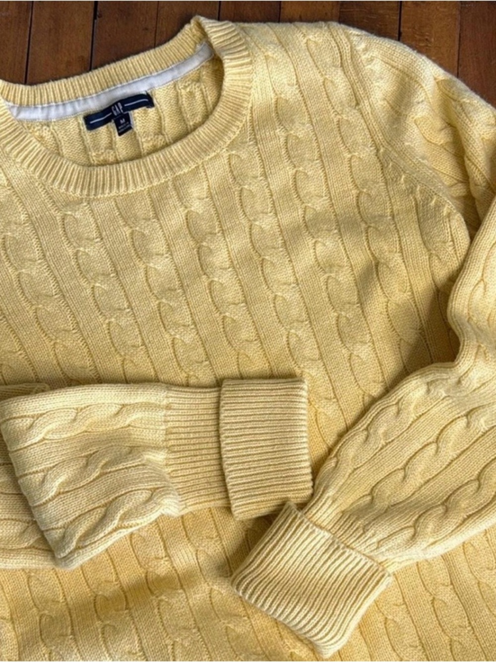 Women’s Yellow Cable Knit Crewneck Sweater -